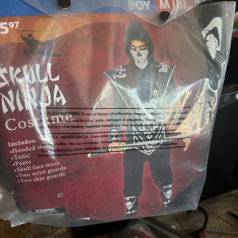 Skull Ninja Costume for Kids - Black and White